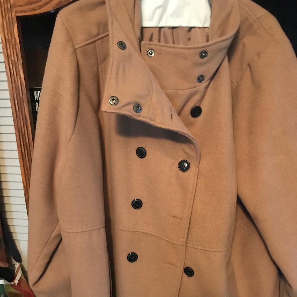 4X Maxwell Faux Wool Coat; Tan Color